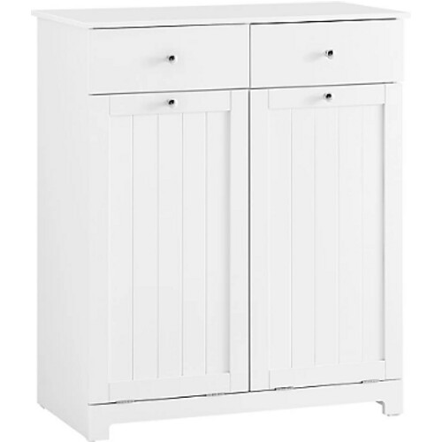 Tweedekans SoBuy Wasmandkast met 2 Waszakken en 2 Lades - 78x38,5x90,5cm - Wit Tweedehands
