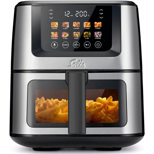 Tweedekans Solis Air Fry & Dry XL 8200 – Multifunctionele Heteluchtfriteuse – 7,5 L – 10 Programma’s – 40–230°C – Touchscreen & Binnenverlichting – Zilver Tweedehands