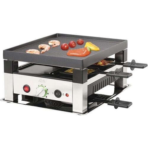 Tweedekans Solis Raclette & Pizza Grill - Gourmetstel 4 Personen - Raclette Gourmet Stel - Tafelgrill met 4 Verschillende Functies Tweedehands