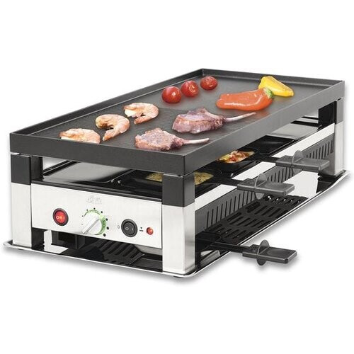Tweedekans Solis Raclettegrill & Pizzagrill - Gourmetstel voor 8 Personen - Raclette Gourmet Set - Tafelgrill met 4 Verschillende Functies Tweedehands