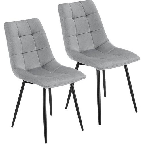 Tweedekans Stalen Eetkamerstoelen Blanca - Set van 2 - Lichtgrijs - Fluweel Tweedehands