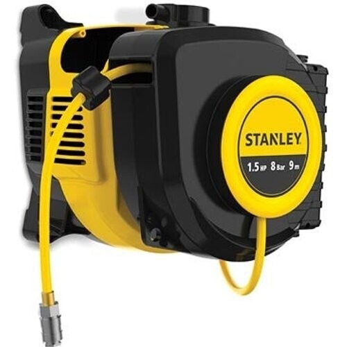 Tweedekans Stanley Compressor, olievrije luchtcompressor met zelfoprollende kabelhaspel, muurbevestiging, 1.5 pk, 8 bar, zonder tank Tweedehands