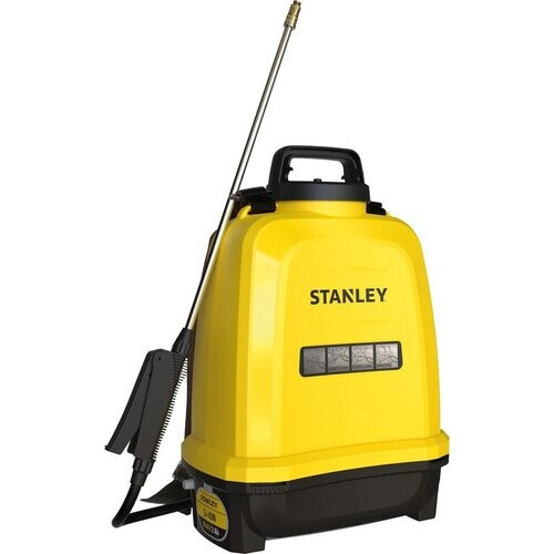 Tweedekans Stanley Druksproeier 12 L rug, rugsproeier tuin, drukspuit, elektrisch, heroplaadbare batterij lithium, telescopische lans, regelbare sproeikop, autonomie 2 h, max. 5 bar, 0.60 l/minuut, geel/zwart Tweedehands