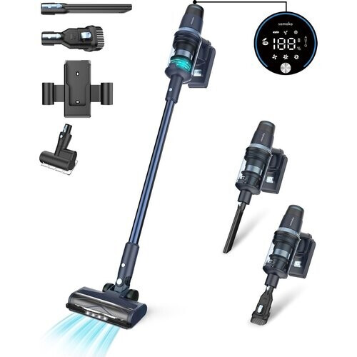 Tweedekans Steelstofzuiger CleanDetect 450W - Kruimeldief - Draadloos - 4 Opzetstukken - Stofzuiger - Zonder zak op accu - Samako Tweedehands