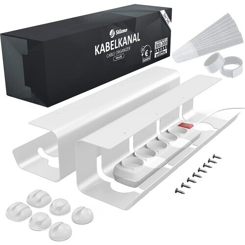 Tweedekans Stilemo Kabelgoot Bureau 2 Delig - Cable Management - Kabelhouder 43 CM - Kabel Organiser 5 KG Draagkracht - Wit Tweedehands