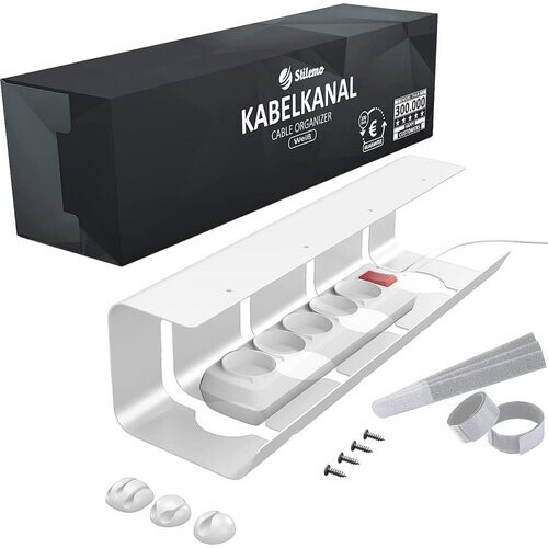 Tweedekans Stilemo Kabelgoot Bureau - Cable Management - Kabelhouder 43 CM - Kabel Organiser 5 KG Draagkracht - Wit Tweedehands