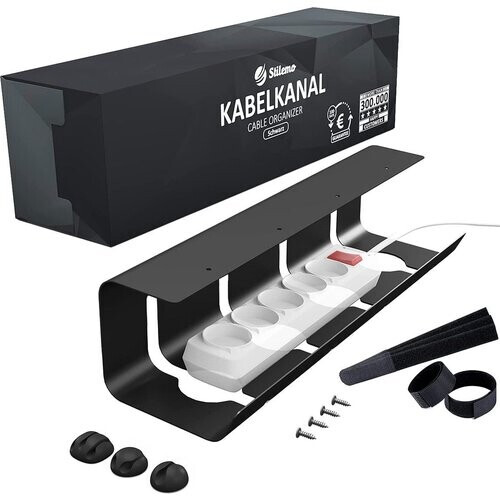 Tweedekans Stilemo Kabelgoot Bureau - Kabelbeheer - Kabelhouder 43 CM - Kabelorganizer Onder Bureau - Diverse Bevestigingsopties - 5 KG Draagvermogen - Zwart Tweedehands