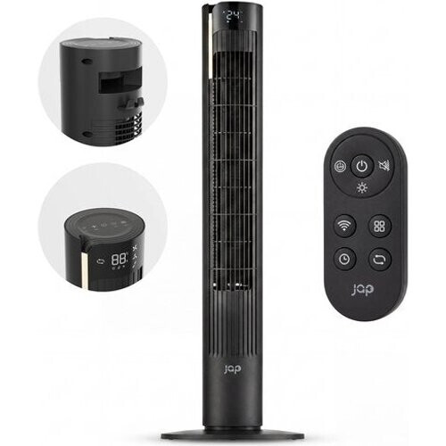 Tweedekans Stille Ventilator met afstandsbediening - Bladloze Torenventilator met Timer en 3 blaasstanden - Slaapkamer - Energiezuinig (60W) - Mat zwart - JAP Appliances Toronto S Tweedehands