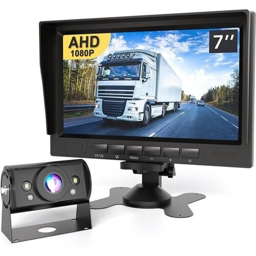 Tweedekans Strex Achteruitrijcamera Set Bedraad HD 1080P - 7" Scherm - 18LED Nachtzicht 15m - IP69 Waterdicht - Achteruitrij Camera Tweedehands
