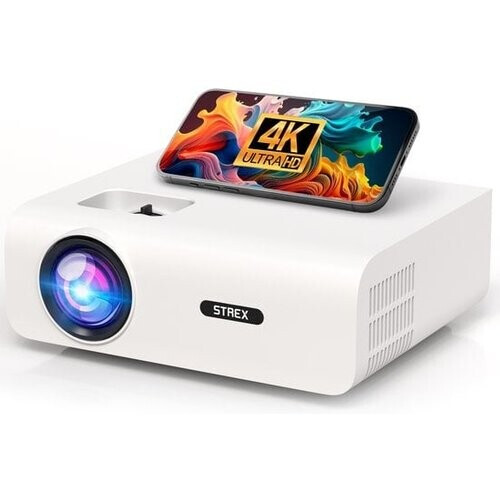 Tweedekans Strex - Mini beamer/projector - 1080P Full HD - 15000 lumen - Draadloos streamen - WiFi - Bluetooth - Wit Tweedehands