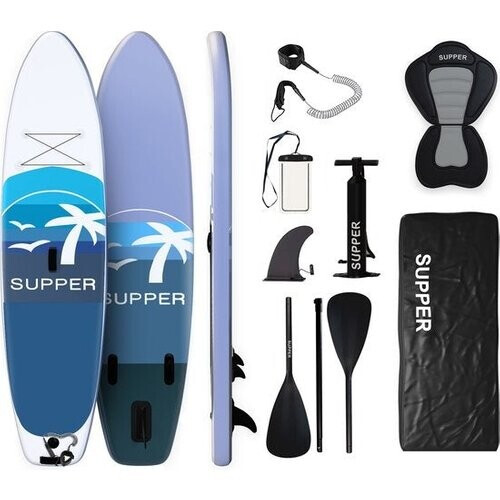 Tweedekans Supper Sup Board XL - Max. 180KG - Opblaasbaar – Paddle Board – Verstelbare Peddel – Waterdicht Telefoonhoesje – Zitje – Pomp – Vin – Leash – Draagtas – 335 x 81 cm
