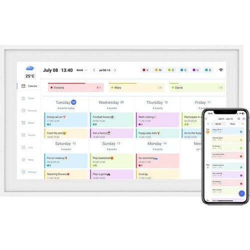 Tweedekans TABWEE P15 15,6" Digitale fotolijst Met Touchscreen – 1080P Full HD Slimme Gezinsplanner-Digitale Fotolijst & Takenlijst, Interactief Haarddisplay – Wand- en Bureaumontage Voor Naadloze Planning Tweedehands