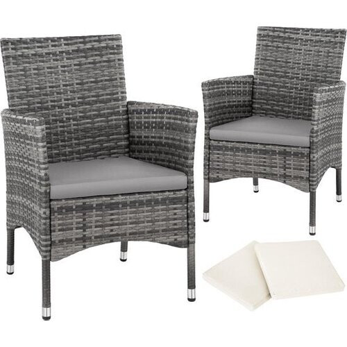 Tweedekans Tectake - 2 tuinstoelen-Wicker- grijs - 403224 Tweedehands