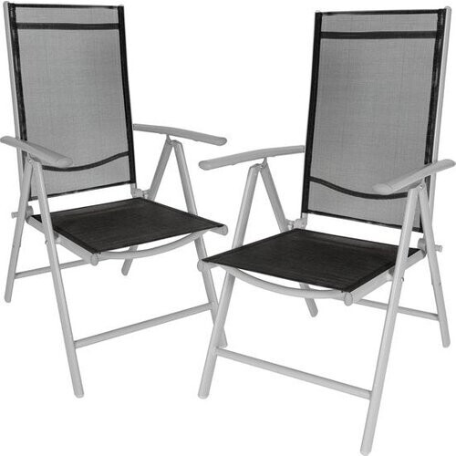 Tweedekans tectake® - 2x aluminium tuinstoel - Standenstoel - Verstelbare rugleuning - zilver- 401631 Tweedehands