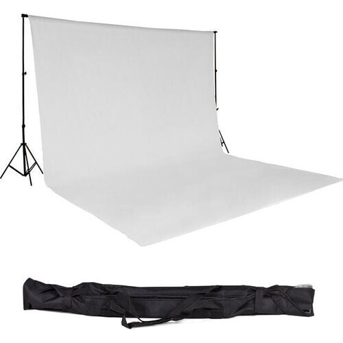 Tweedekans tectake® - achtergrondsysteem fotografie - doek met statief - wit - 400780 Tweedehands