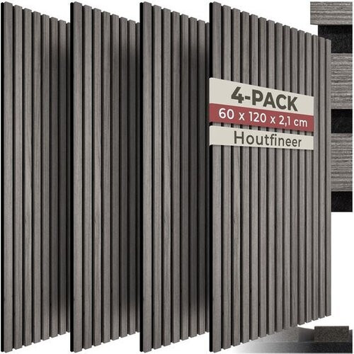 Tweedekans tectake® Akoestische Panelen - Set van 4 - Akoestisch Wandpaneel - 60 x 120 cm - 2,88 m² - Wandpanelen met Aanpasbare Grootte - Lattenwand van MDF en Houtfineer - Geluidsisolatie - Stijlvolle Wanddecoratie - Eenvoudige Montage - Eiken Lichtgr Tweedehands