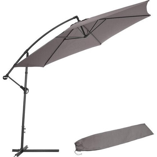 Tweedekans tectake® - Aluminium zweefparasol - Doorsnede 350 cm - Draaibaar - Kantelbaar (traploos verstelbaar) - UV-bescherming - Incl. beschermhoes - grijs Tweedehands