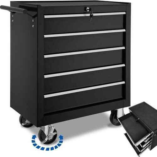 Tweedekans tectake® - Gereedschapswagen met 5 lades - zwart- 402797 Tweedehands