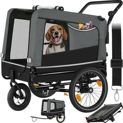 Tweedekans tectake® - Hondenkar WoofRider fietskar - grijs - inklapbaar, tot 40 kg - hondenbuggy hondenwagen - 404947 Tweedehands