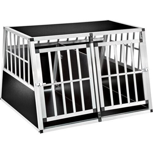 Tweedekans tectake Hondentransportbench double met een schuine achterwand met scheidingswand - 402227 Tweedehands
