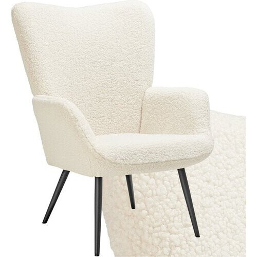 Tweedekans tectake® oorfauteuil in Scandinavische Stijl | Teddystoel Hygge | Bouclé Stoel voor Woonkamer, Slaapkamer | Statement Loungefauteuil | Draagvermogen tot 150 kg Tweedehands
