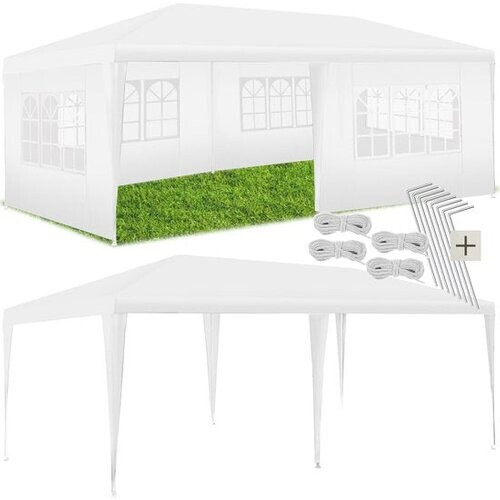 Tweedekans Tectake Partytent - Paviljoen - Opvouwbaar - Zijwanden - Waterdicht - 600 x 300 cm – Wit Tweedehands