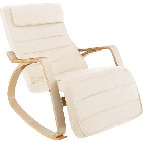 Tweedekans tectake® Schommelstoel - Kussen & Verstelbare Voetsteun – Tot 150 kg – 67 x 115 x 86 cm – Beige Tweedehands