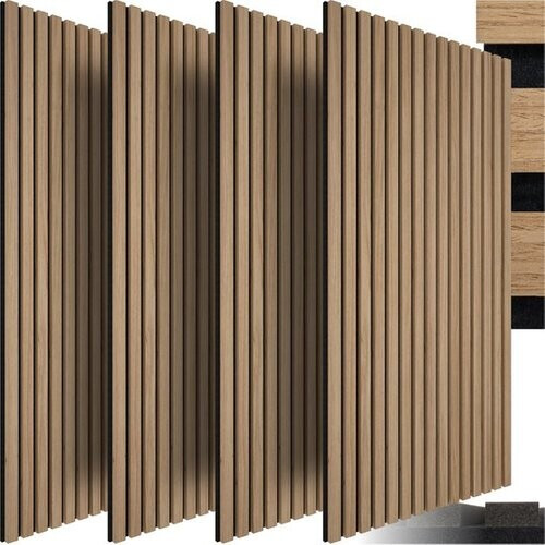 Tweedekans tectake® Set van 4 akoestische panelen Sonic Wall - Geluidsabsorberend paneel - Geluidsdemping - Akoestisch wandpaneel - 120x60x2,1cm - Akoestische wanddecoratie - Licht eiken Tweedehands