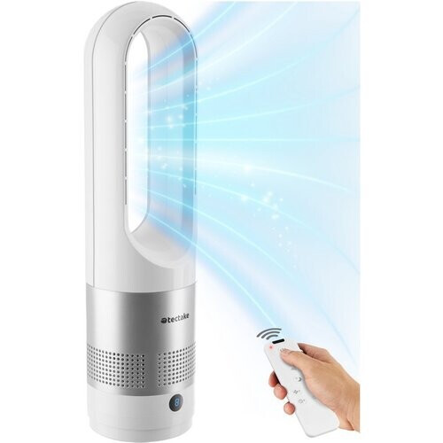 Tweedekans tectake® Torenventilator Polar - Kolomventilator inclusief Afstandsbediening - 8 Snelheidsstanden en Timer - 80° Draaifunctie - Stille Ventilator (35-55dB) - Staand met LED Bedieningspaneel - 55,5 cm Hoog - Luchtkoeler - Wit Tweedehands