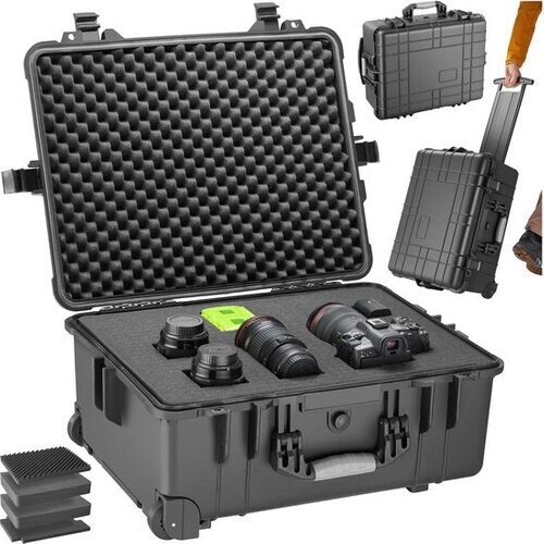 Tweedekans tectake® - Transportkoffer verrijdbaar met telescoopgreep - Fotokoffer - Camerakoffer 45 x 26 x 58 cm - 2 kliksluitingen - Mogelijkheid voor afsluiten met hangslot Tweedehands