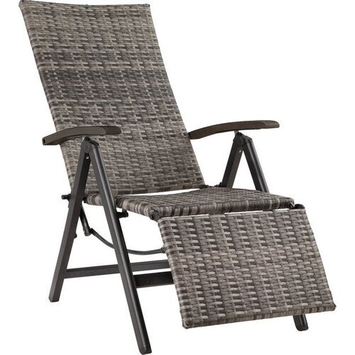 Tweedekans Tectake Tuinstoel - Opklapbaar - Incl Aluminium Frame en Voetsteun - Grijs