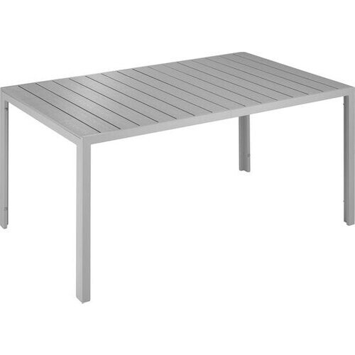 Tweedekans tectake® - Tuintafel 150 x 90 x 74,5 cm - Weerbestendig, eenvoudige montage - Verstelbare pootjes - Aluminium frame met kunststof tafelblad - zilvergrijs Tweedehands
