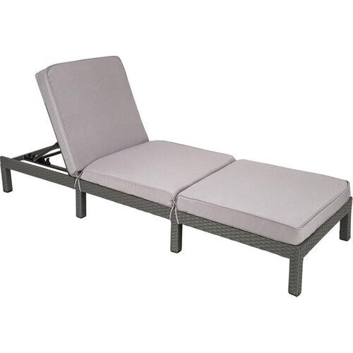 Tweedekans TecTake Wicker ligstoel grijs - Wicker- ligbed voor tuin - 402308 Tweedehands