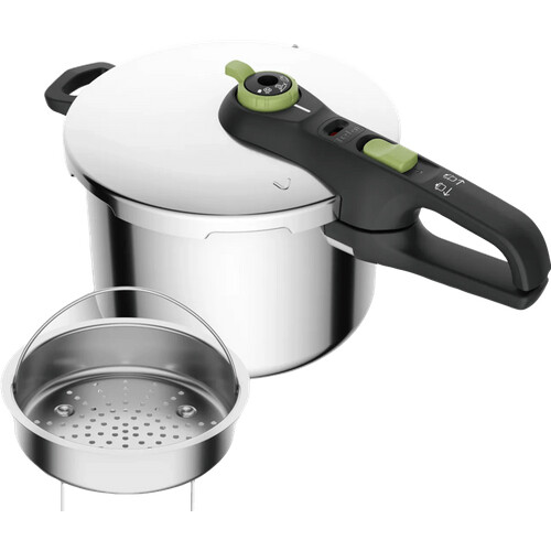 Tweedekans Tefal Secure 5 Trendy Snelkookpan 6 Liter + stoommandje Tweedehands