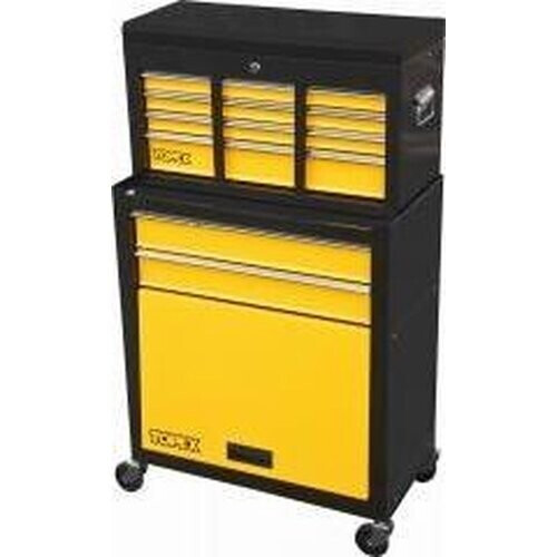 Tweedekans TOPEX Gereedschapswagen 79R500 – 6 Lades Met 4 Zwenkwielen – Plaatstaal – Hoogte 660 mm – Zwarte Werkplaats Trolley Tweedehands
