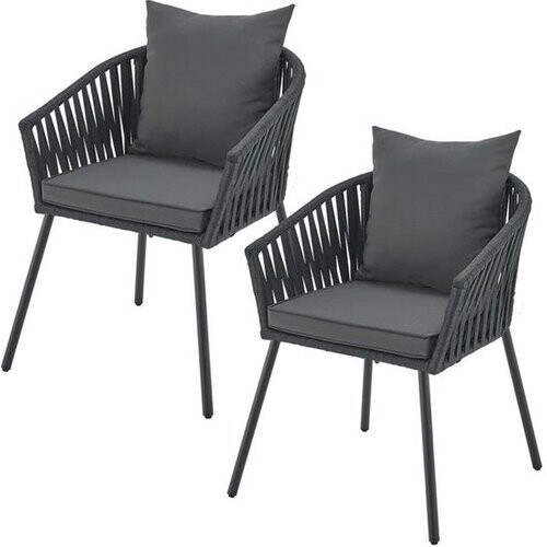 Tweedekans Touwstoelen - Set van 2 - Incl. Zit- en Rugkussens - Donkergrijs
