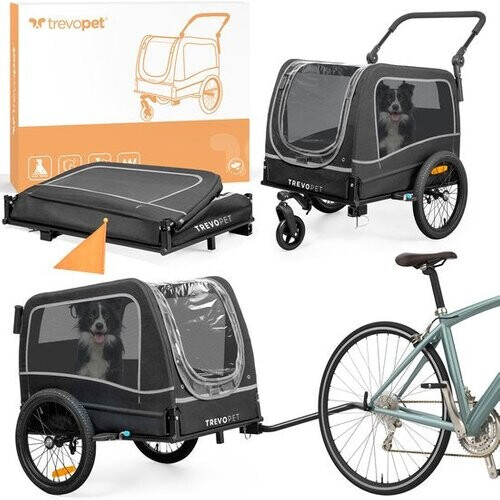 Tweedekans TrevoPet - Hondenfietskar - Hondenkar - Hondenfietskar Opvouwbaar - Hondenfietskar voor Kleine en Grote honden (max. 30kg) - Honden Fietskar - 2-in-1 Hondenfietskar voor Fiets naar Hondenbuggy - Hondenwagen - Geschikt voor E-Bikes en Normale Fi
