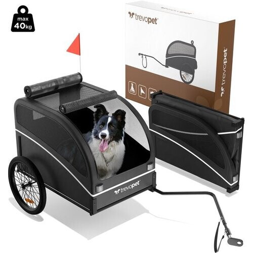 Tweedekans Trevopet® Hondenfietskar - Opvouwbare Fietskar Hond - Hondenkar - Geschikt voor E-Bikes - Tot 40 kg - Voor Middelgrote & Grote Honden - Zwart