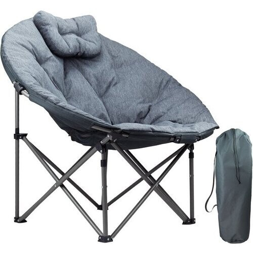 Tweedekans TRVLMORE Campingstoel - XL - Opvouwbaar - Incl. Draagtas - Kampeerstoel - Vlinderstoel - 150 kg draagvermogen - Grijs Tweedehands