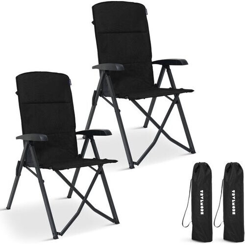 Tweedekans TRVLMORE Campingstoelen Luxe - Opvouwbaar - 2-Pack - 150KG Draagvermogen - Incl. Draagtas - Klapstoel - Kampeerstoel - Vouwstoel - Zwart Tweedehands