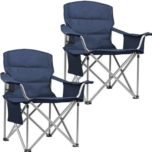 Tweedekans TRVLMORE Campingstoelen - Opvouwbaar - 2 Stuks - XL - Vouwstoelen - 150 kg draagvermogen - Drankhouder - Koelvak - Zijvak - Klapstoel - Blauw Tweedehands