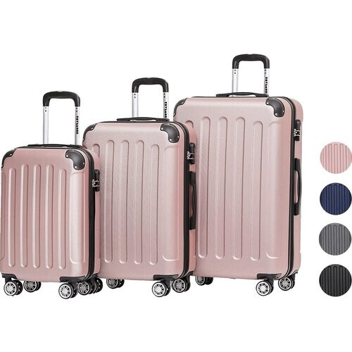 Tweedekans TRVLMORE Kofferset - 3 Delig - Complete Set - 38L Handbagage + 70L en 110L Ruimbagage - Roségoud Tweedehands