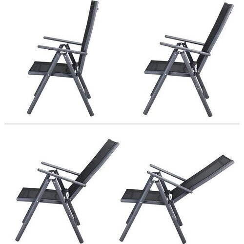 Tweedekans Tuinset 6 + 1 Klapstoelen Tuintafel /u2013 Aluminium 140x80cm - Grijs Tweedehands