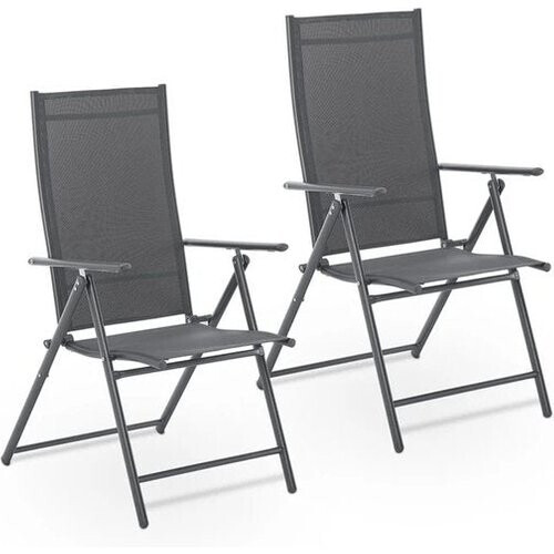 Tweedekans Juskys Tuinstoel - Set van 2 - Max. 110 kg - Opvouwbaar - Verstelbaar - Antraciet Tweedehands