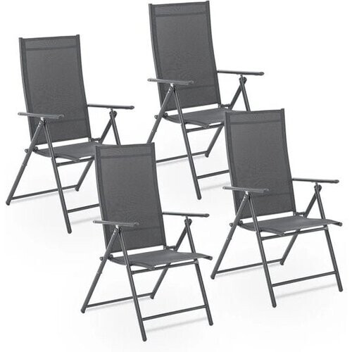 Tweedekans Tuinstoel / Kampeerstoel Calena - Set van 4 - Opvouwbaar - Verstelbaar - Antraciet Tweedehands