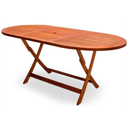 Tweedekans Casaria Opvouwbare Tuintafel – Parasolhouder – 160 x 85 x 75 cm – FSC Acaciahout - Bruin