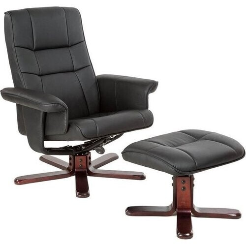 Tweedekans TV fauteuil relax stoel relaxstoel met kruk zwart 401438 Tweedehands