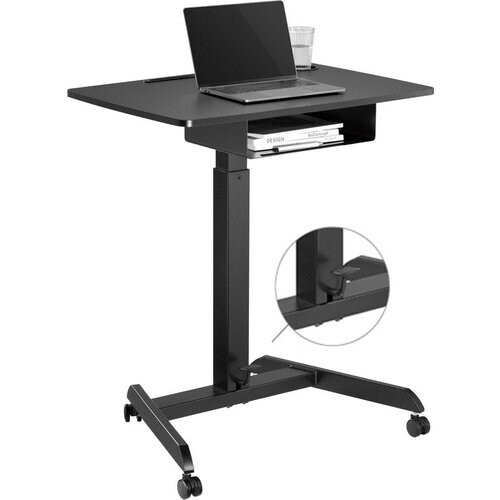 Tweedekans VDD Gaming - Bureau - Laptop Tafel - Zit Sta Bureau - Verrijdbaar - Workstation - Laptop Standaard - Bijzet Tafel op Wielen - Zwart