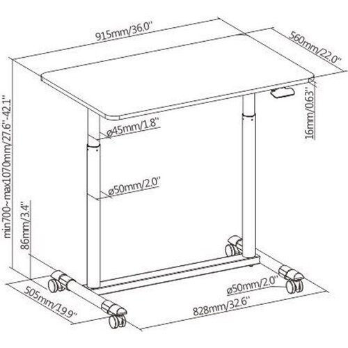 Tweedekans VDD Gaming - Bureau Tafel - Verstelbaar 91,5 cm x 56 cm - Zwart Tweedehands