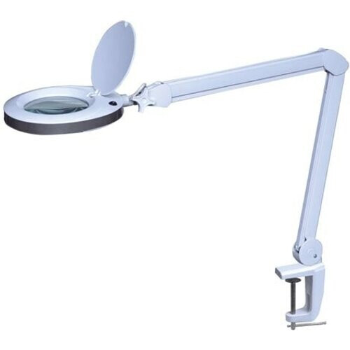 Tweedekans Velleman Ledloeplamp met klem, zwenkarm, aan/uit-schakelaar en dimfunctie, 60 leds, vergroting 2.25x, voor kinderen, volwassenen, senioren, lezen, diamond painting, hobby, werken, wit Tweedehands